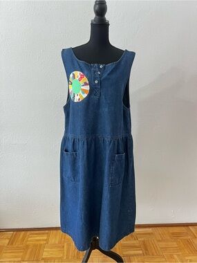 Pinafore Denim Cottagecore Patchwork Dress Dresden Plate Teachercore Lagenlook